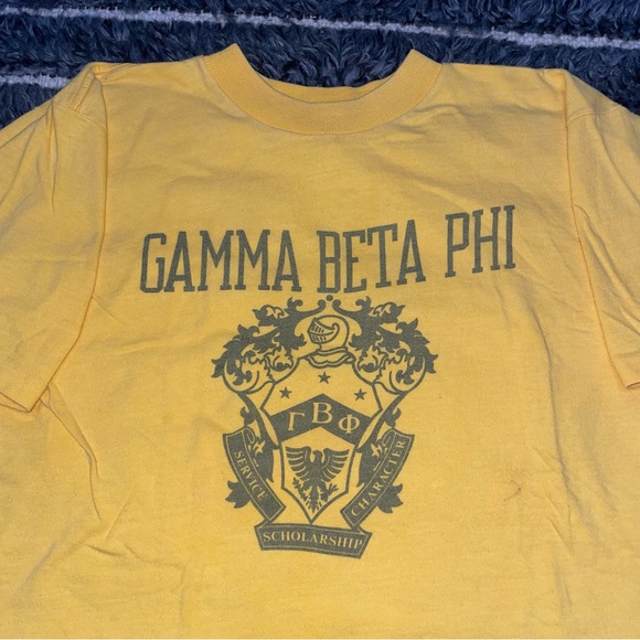 Vintage Gamma Beta Phi 80s Graphic Single Stitch T Shirt Sorority Top - Picture 2 of 6